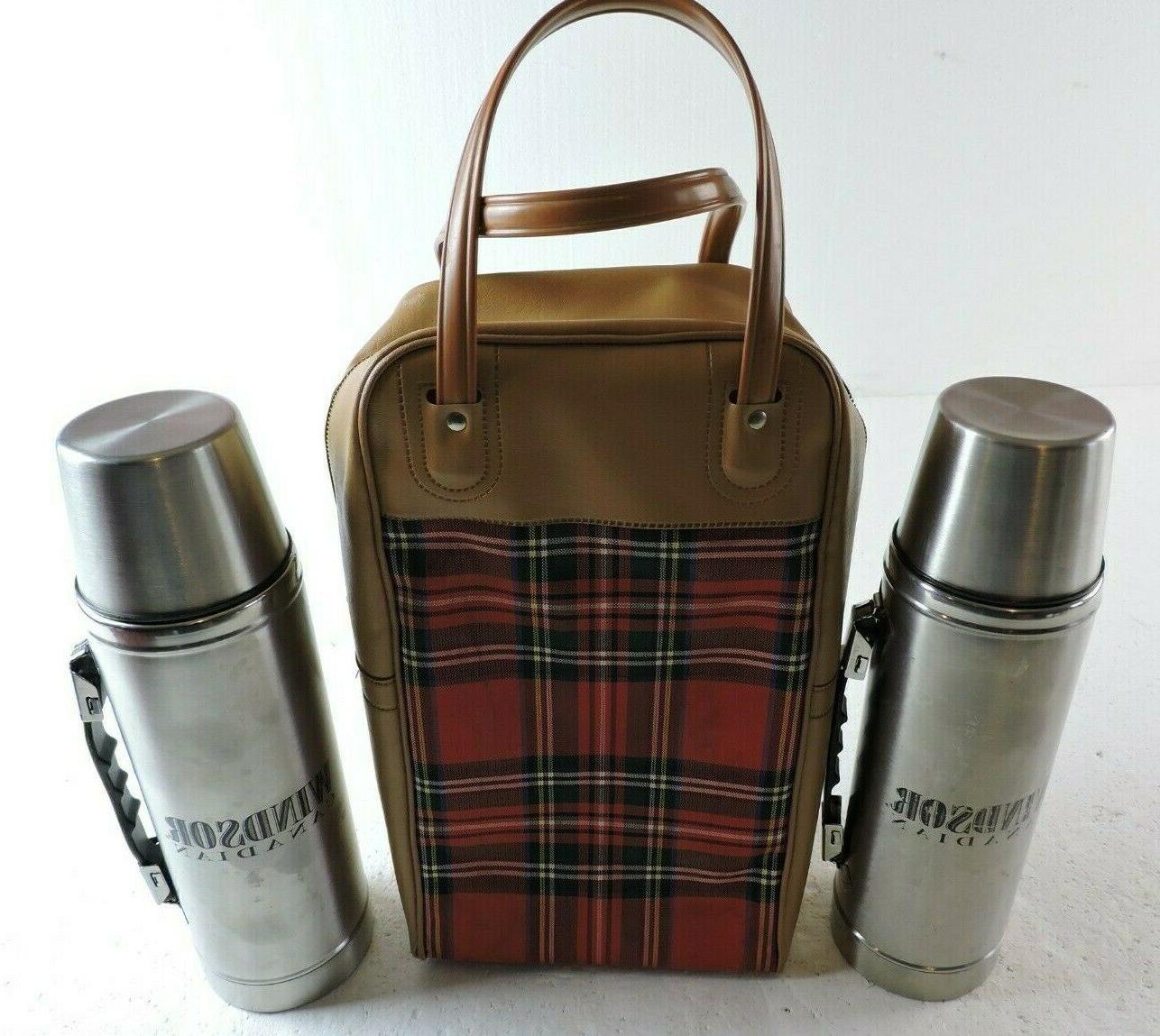 vintage red plaid double thermos sandwich bag